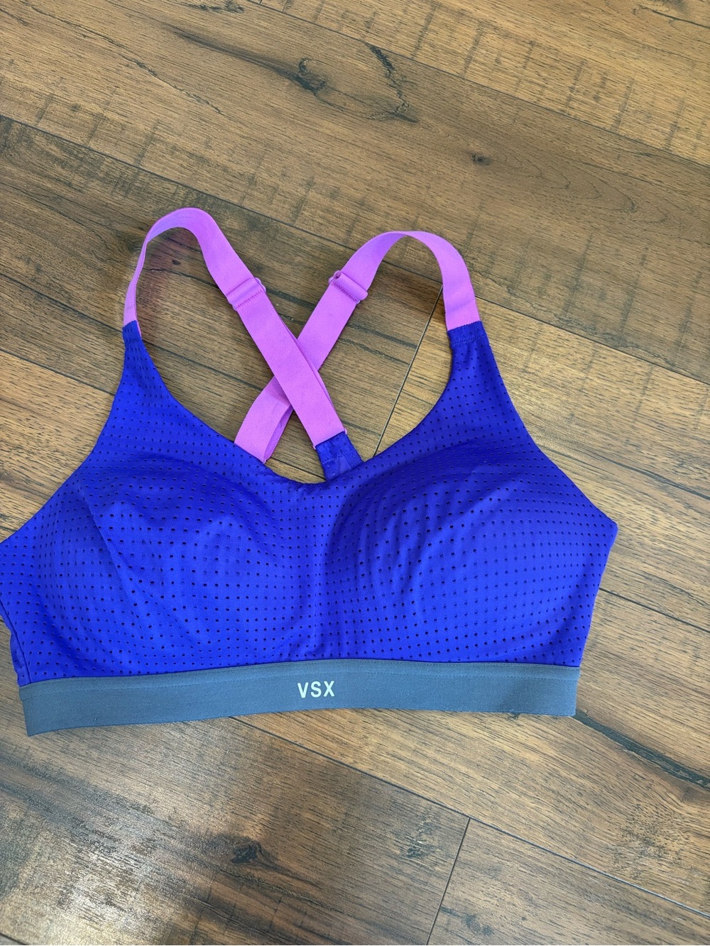 VSX Sport Victoria's Secret (32C) Purple Mesh Molded Cup X Strap Sports Bra